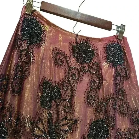 Y2K Je Matadi 100% Silk Beaded Ombré Mermaid Skirt And Halter Top Size Small - Picture 2 of 16